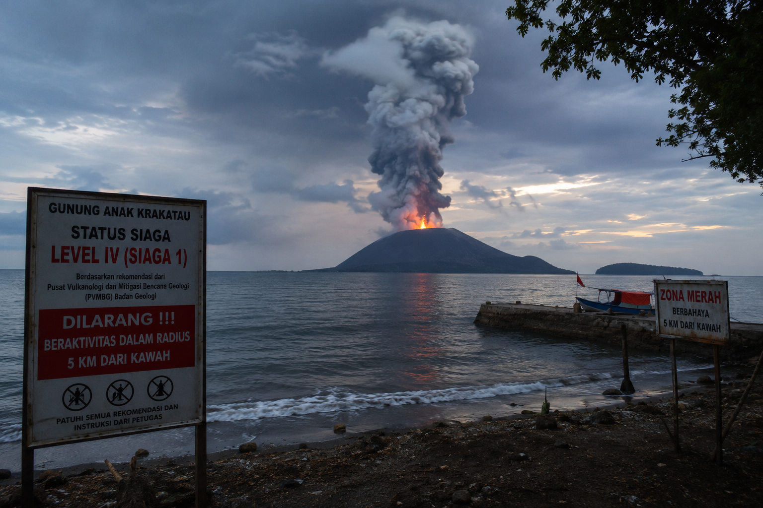 Wisatawan Pantai Anyer Dihimbau Tetap Waspada Dikarenakan Status Gunung Anak Krakatau Siaga